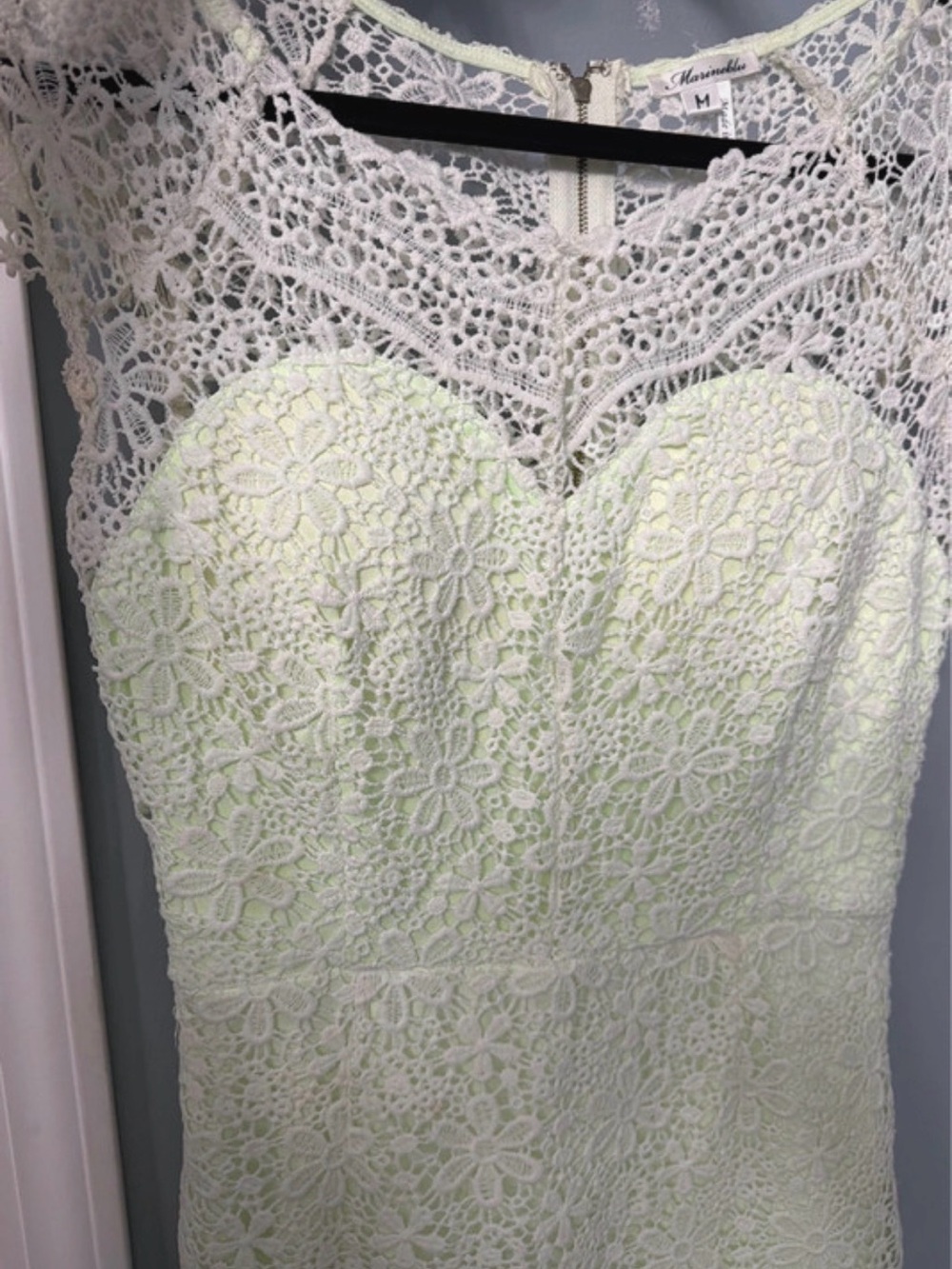 Marineblu Light Green Floral Lace Midi Dress